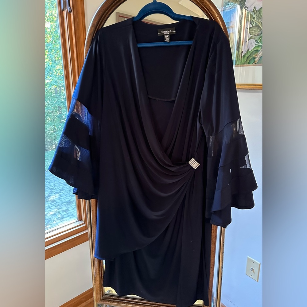 Size 20, deep v, R&M Richards cocktail dress with rhinestones